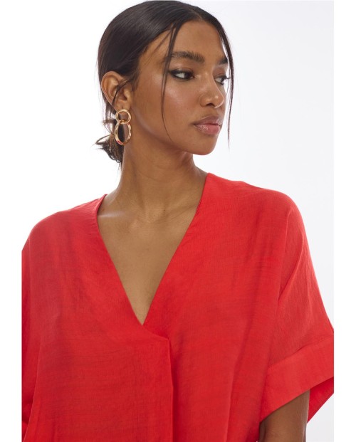 BLUSA MANGA CORTA Y ESCOTE PICO