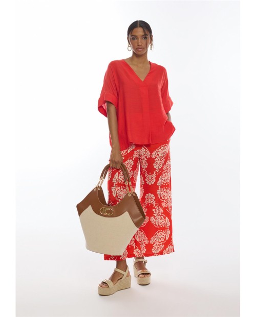 BLUSA MANGA CORTA Y ESCOTE PICO