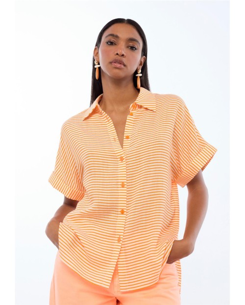 CAMISA MANGA CORTA RAYAS  HORIZONTALES LOLA CASADEMUNT CASUAL LC