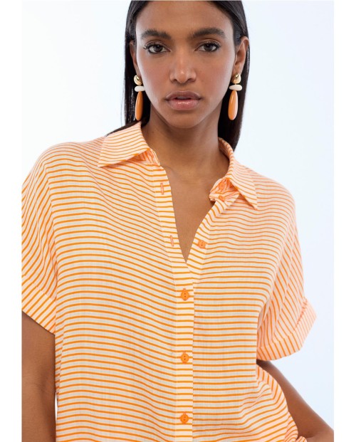 CAMISA MANGA CORTA RAYAS  HORIZONTALES LOLA CASADEMUNT CASUAL LC