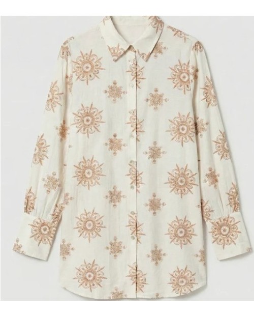 CAMISA DE MANGA LARGA ELEGANTE PARA VESTIR DE TEJIDO FLUIDO HOLGADA
