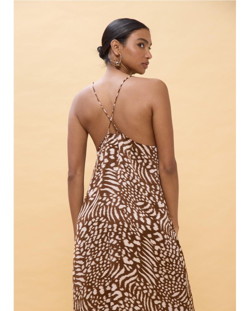 VESTIDO LARGO TIRANTES ESTAMPADO MANCHAS 2