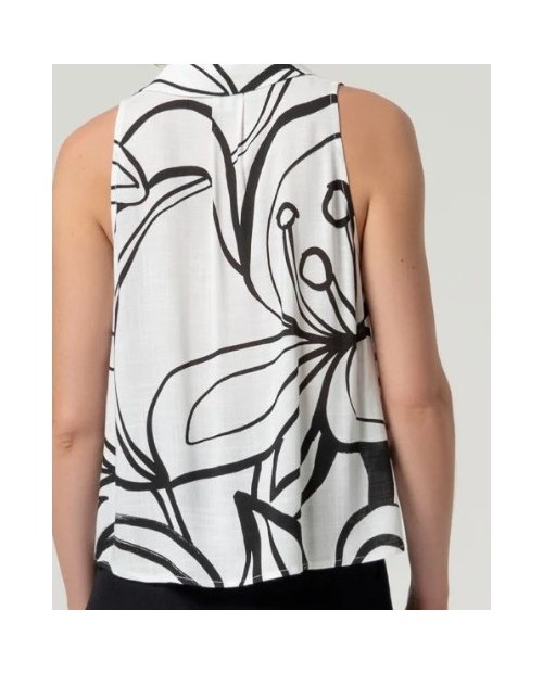 CAMISA SIN MANGAS DE ESCOTE DE PICO Y SILUETA EVASÉ, CIERRE FRONTAL 2