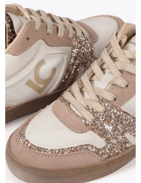 DEPORTIVA BEIG GLITER CUÑA INTERIOR