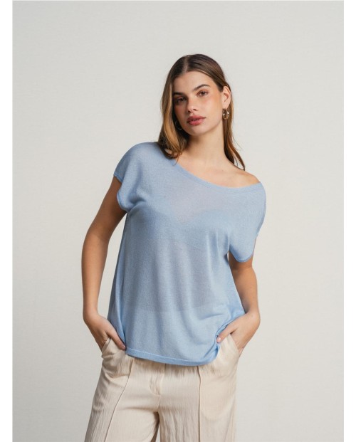 CAMISETA DE MANGA CORTA CON DETALLES TRANSPARENTES