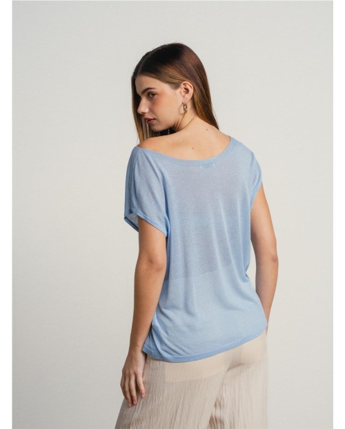 CAMISETA DE MANGA CORTA CON DETALLES TRANSPARENTES