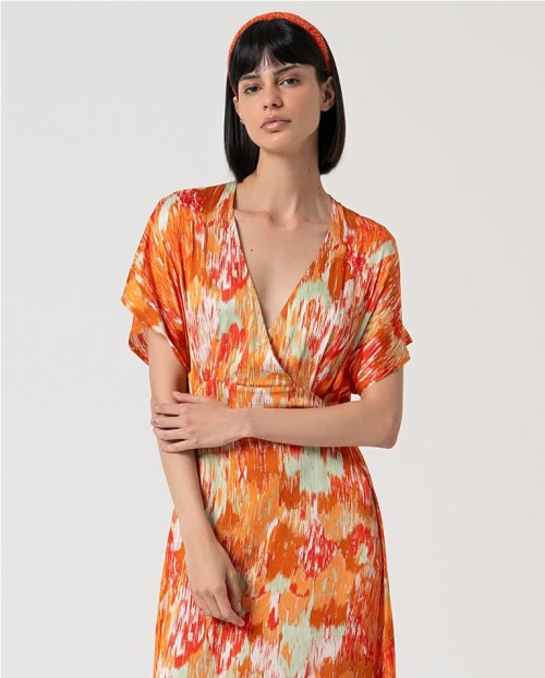 VESTIDO LARGO SATINADO ESTAMPADO