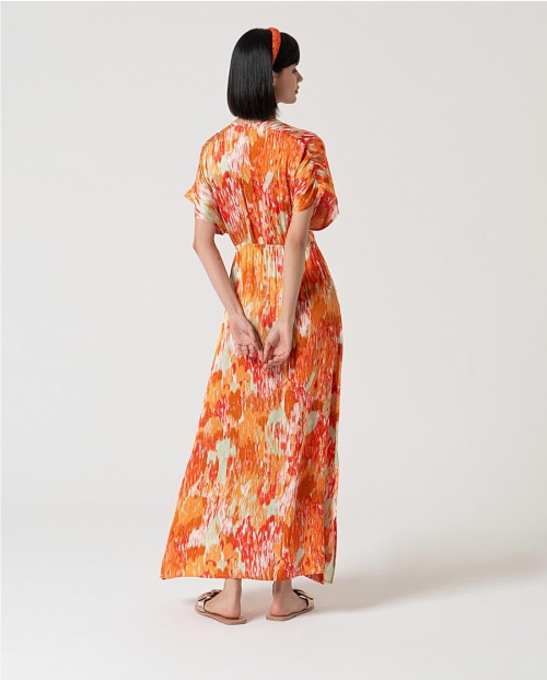 VESTIDO LARGO SATINADO ESTAMPADO