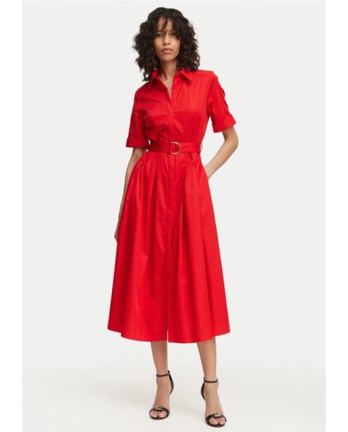 VESTIDO ROJO CON CINTURÓN