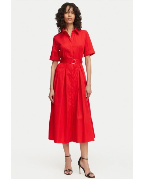 VESTIDO ROJO CON CINTURÓN