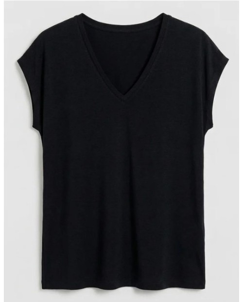 CAMISETA MUJER ESCOTE PICO FLUDA
