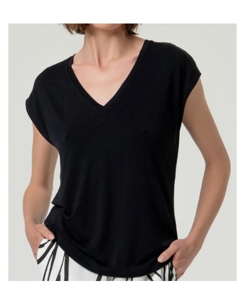 CAMISETA MUJER ESCOTE PICO FLUDA