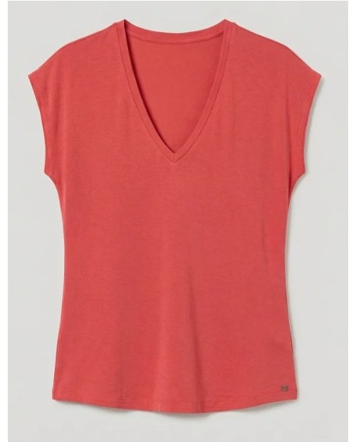 CAMISETA MUJER ESCOTE PICO FLUDA