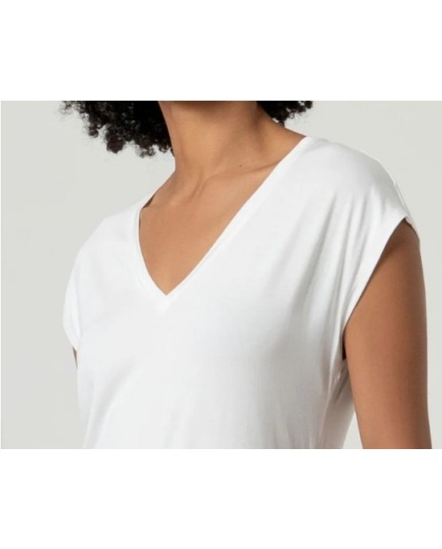 CAMISETA MUJER ESCOTE PICO FLUDA