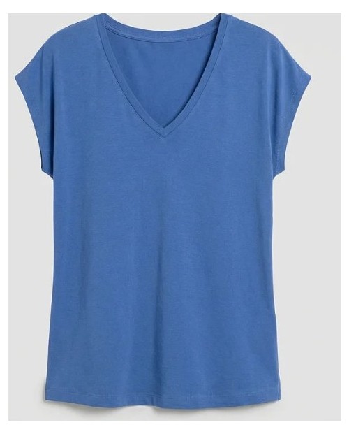 CAMISETA MUJER ESCOTE PICO FLUDA