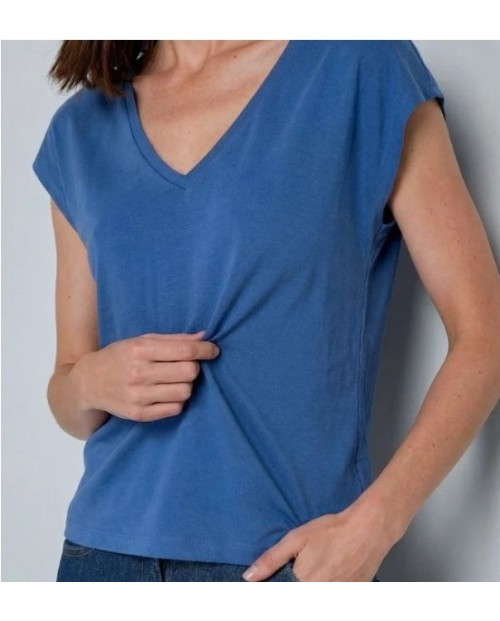 CAMISETA MUJER ESCOTE PICO FLUDA