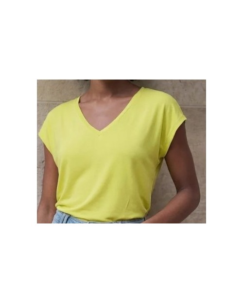 CAMISETA MUJER ESCOTE PICO FLUDA