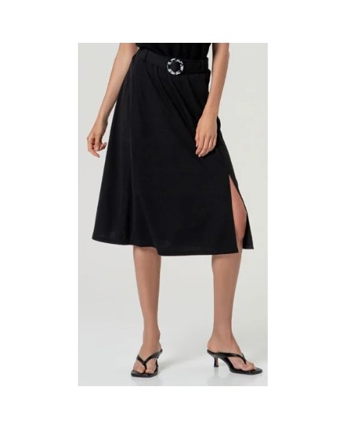 FALDA ELEGANTE CORTE MIDI CON ABERTURA