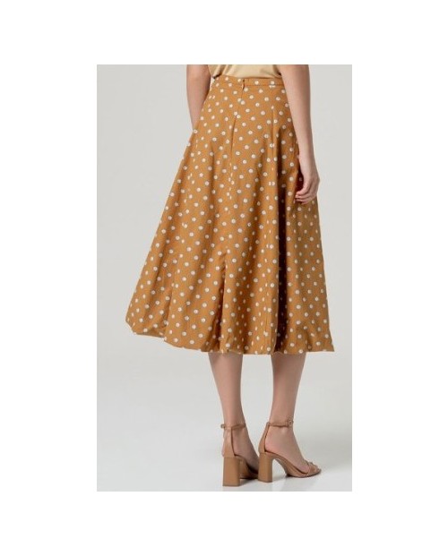 FALDA GLOBO ESTAMPADO DE LUNARES, ELEGANTE, CAÍDA LIGERA, FLUIDA