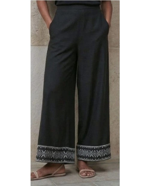 PANTALÓN ANCHO NEGRO ESTILO BOHO