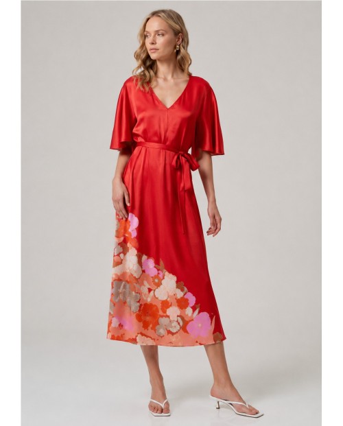 VESTIDO SATINADO ESCOTE PICO DE MUJER