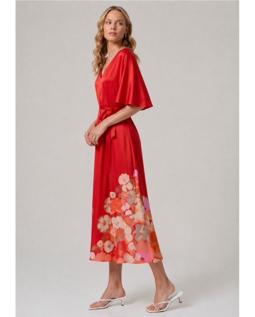 VESTIDO SATINADO ESCOTE PICO DE MUJER
