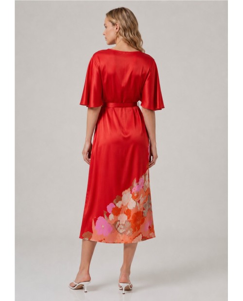 VESTIDO SATINADO ESCOTE PICO DE MUJER