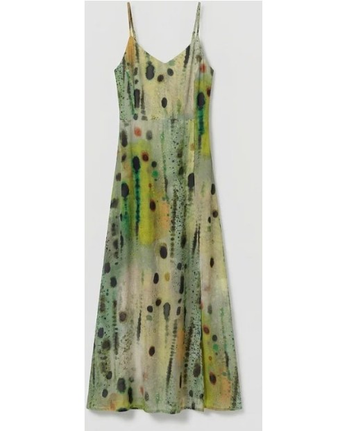 VESTIDO LARGO ESTAMPADO VERDE MUJER TIRANTES 2
