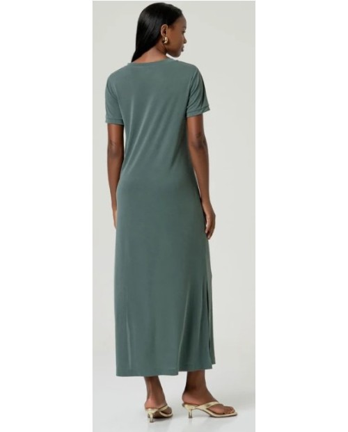 VESTIDO LARGO VERDE ESCOTE DE PICO