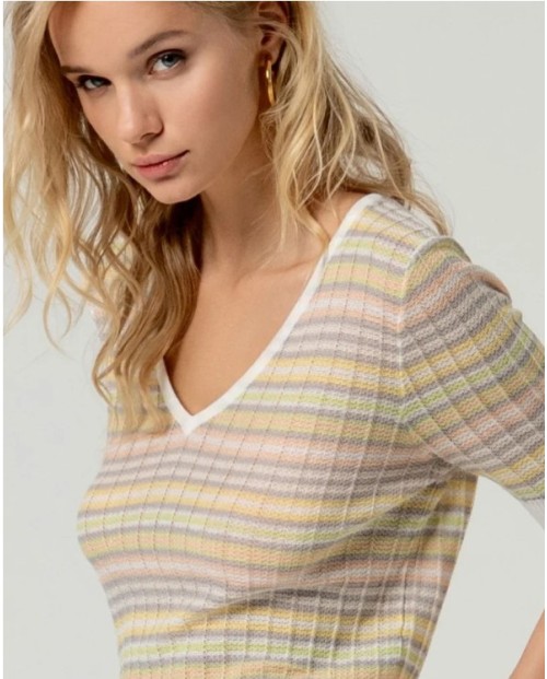 SURKANA JERSEY RAYAS PASTEL DE MUJER COLOR CRUDO