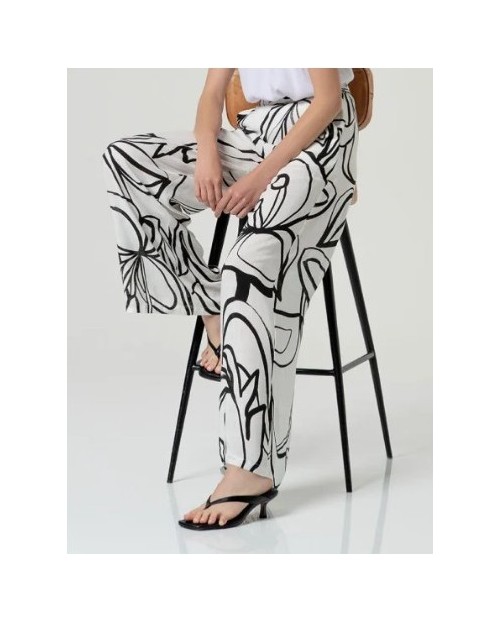 SURKANA PANTALON AMPLIO DE MUJER BLANCO