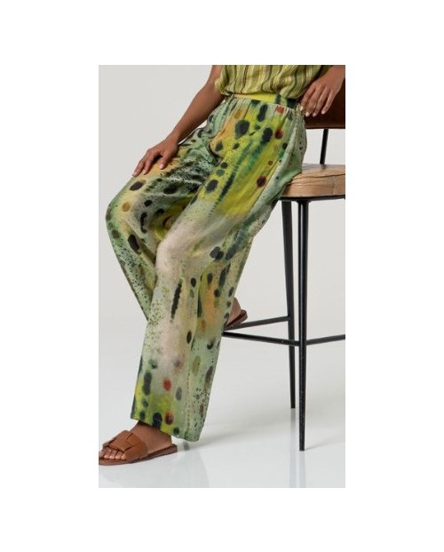 PANTALON ESTAMPADO AMPLIO DE MUJER VERDE