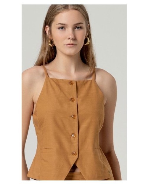 SURKANA TOP RECTO CON BOTONES DE MUJER 2